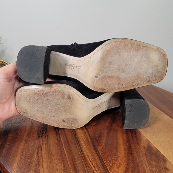 Sam Edelman Codie Black Suede Ankle Boots Size 7.5 Block Heels - Picture 12 of 15